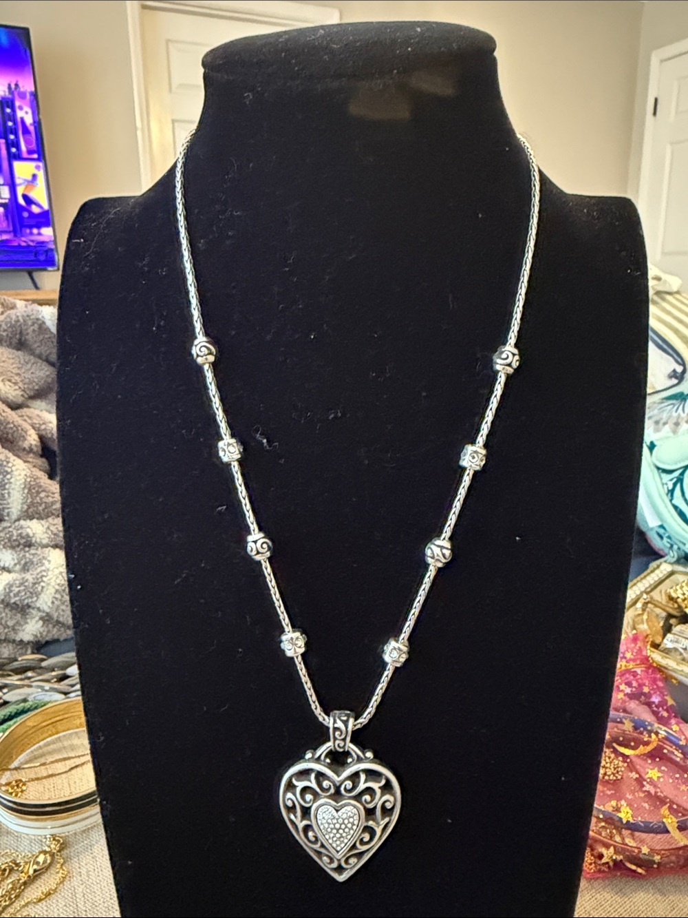 Brighton Silver Heart Filigree Pendant Necklace